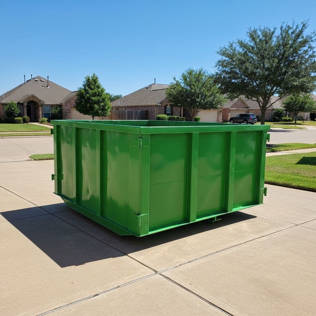 20 yard roll-off dumpster in residential driveway